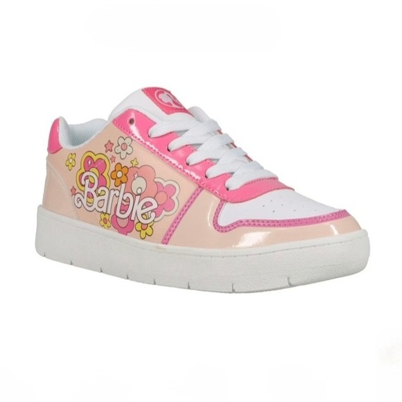 Barbie pink white lace up floral sneakers womens size 7 - Picture 2 of 16